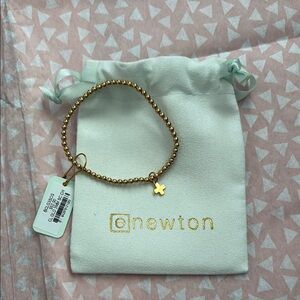 enewton Gold Beaded Bracelet with Cross Charm New with pouch